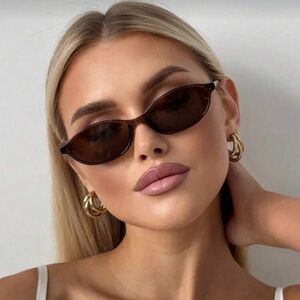 Retro Oval Slim Sunglasses – Brown Tortoiseshell | Y2K Vintage Chic UV400